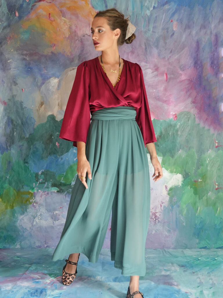 Mabelle Trousers In Green Madame Shoushou mirror-moore-merge-home
